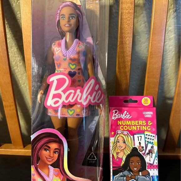 NEW Barbie Fashionistas Doll W/ Barbie Number and Counting Learning Cards Combo - Picture 1 of 7